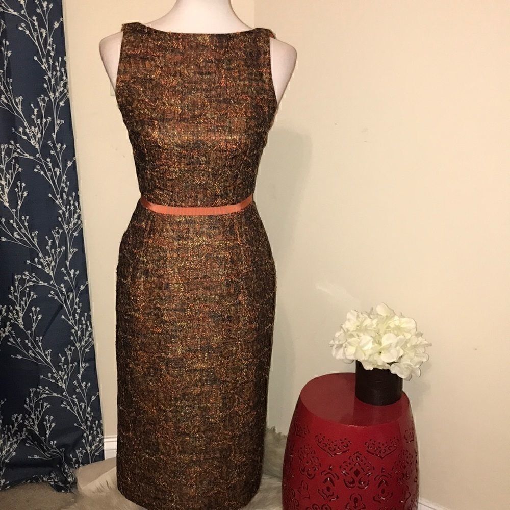 Peter Som Sleeveless Tweed Lace Sheath Dress